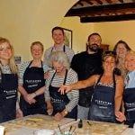 Kathryn Burrington cooking with our guests in Tuscany