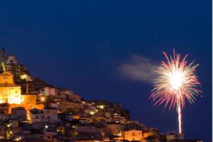 Fireworks at night in Sicily on Italian cooking holiday