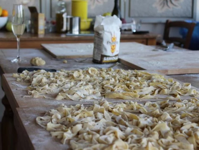 Fresh pasta made on cooking holiday in Tuscany.