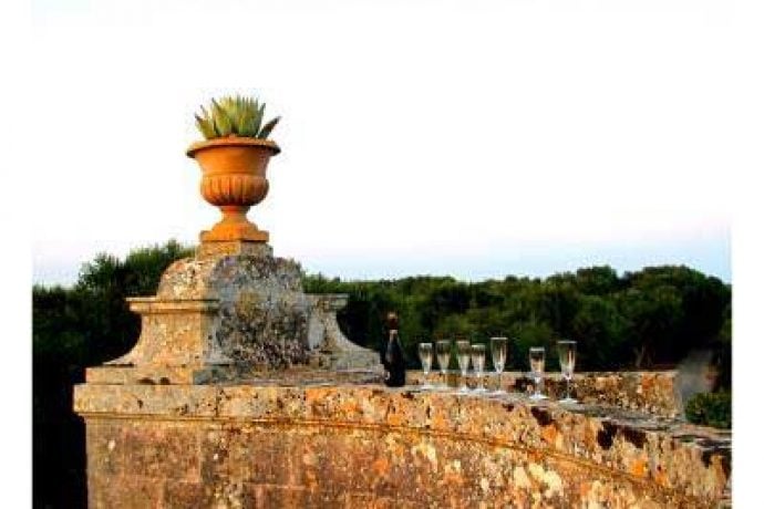 Glasses of Prosecco in Italian countryside