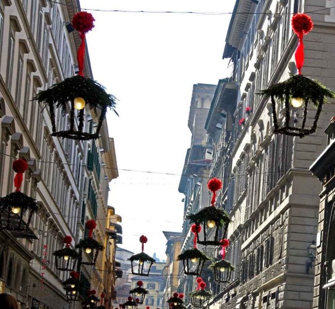 The streets of Siena decorated for Christmas 