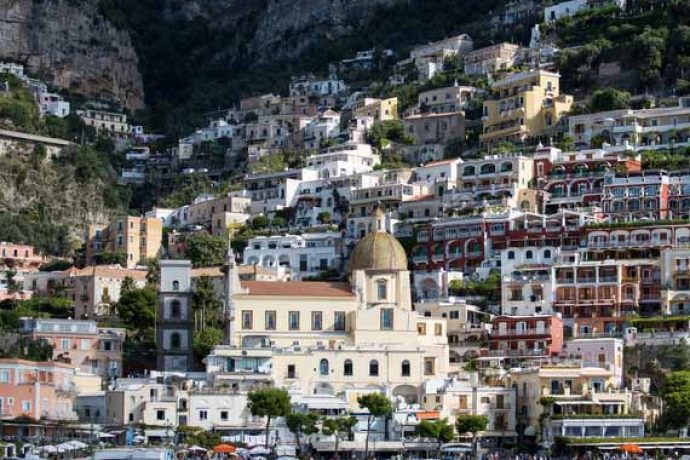 Cliffside buildings in Amalfi bay