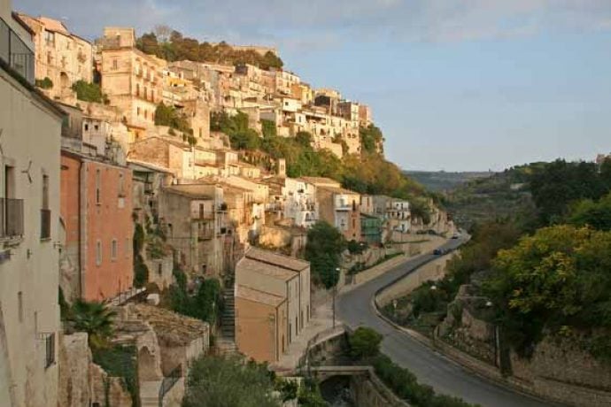 Stunning view of hill and stone houses in Ragusa