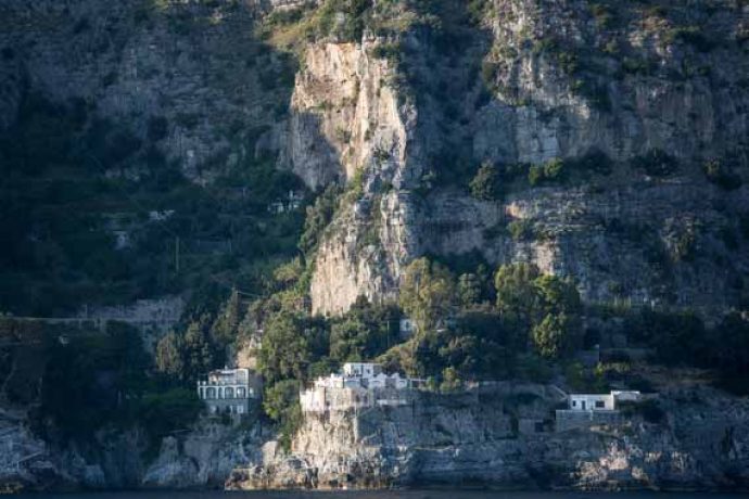 View of our cliff side villa from sea in Amalfi Coast