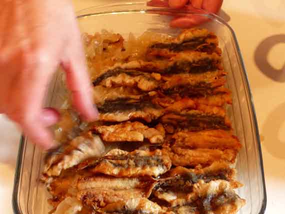 Venetian fish freshly prepared by cooking guest