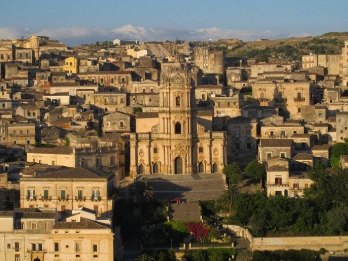 Roof top view of stunning Ragusa in Sicily