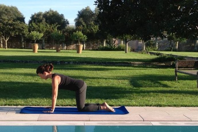Pilates Instructor in Italy doing Pilates in the sunshine