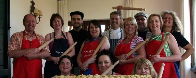 Italian Chefs Claudio & Marco with cooking guests.