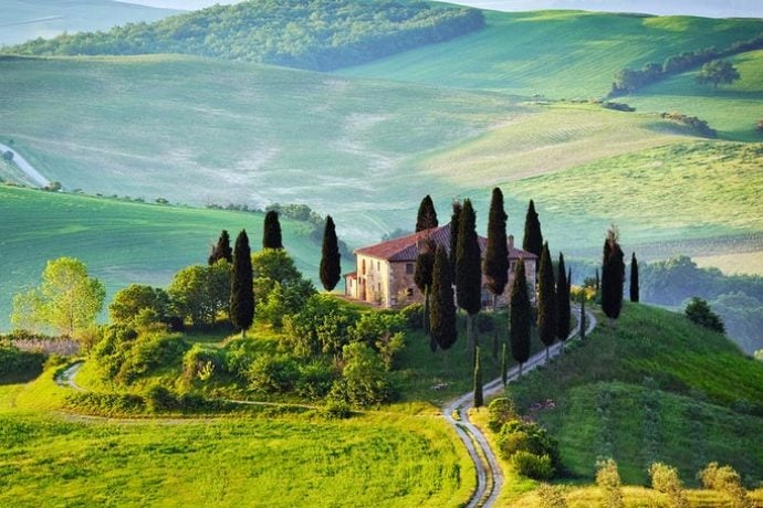 Beautiful scenery in Val D'Orcia in Tuscany