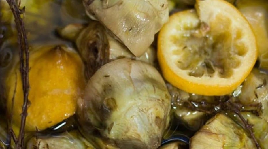 Natoora-style Confit Baby Artichokes Recipe.