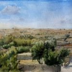 Robert Nelmes Villa Landscape - Watercolour with pen and ink