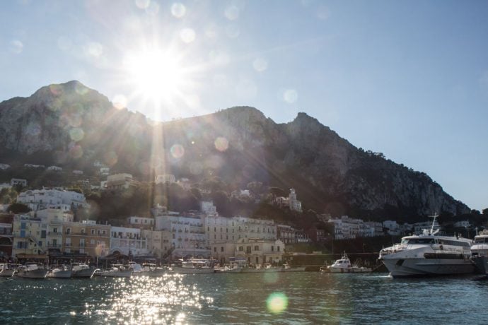 Sunshine reflecting in the sea at the Amalfi coast