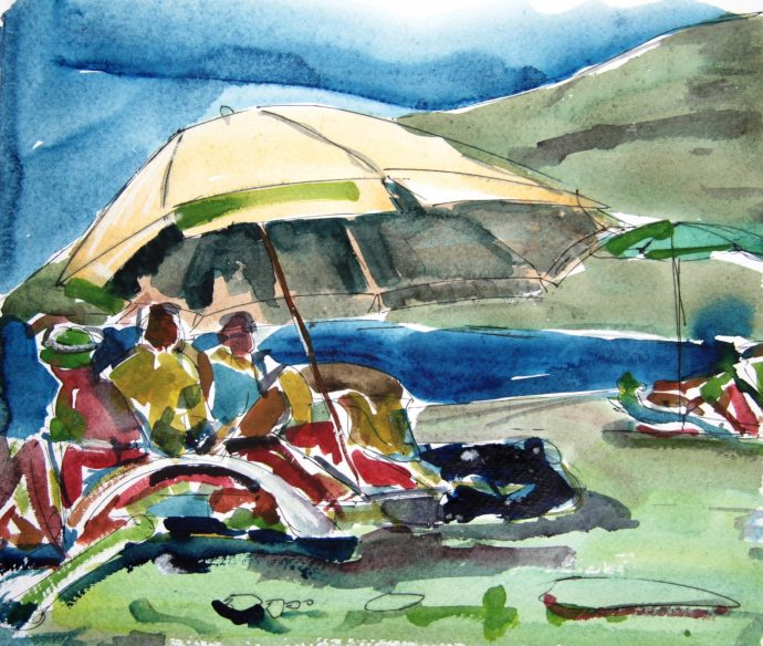 beautiful beach in tuscany painted by alan