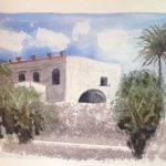 watercolour painting of Sicilian villa