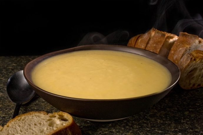 celeriac soup served in bowl