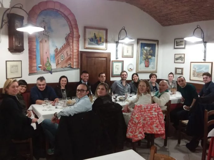 dinner in a traditional Italian trattoria in Siena