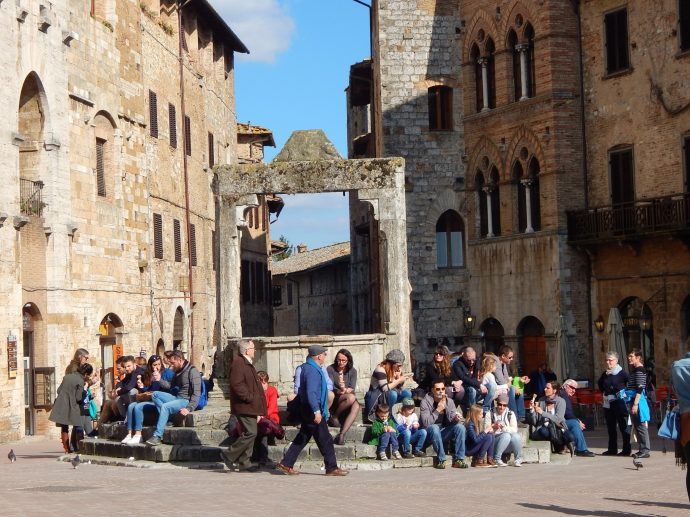 The main piazza in San Gimignano