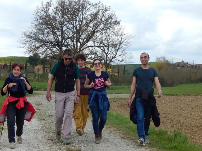 people walking along the Via Frangicena inTuscany