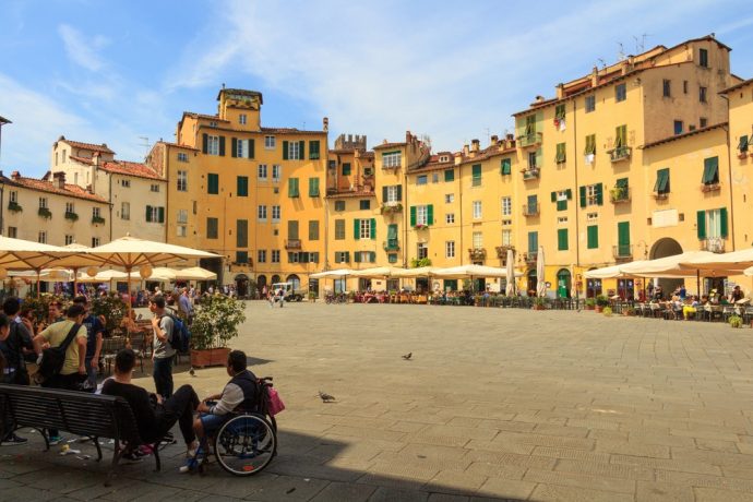 Oval piazza in Lucca, Italy