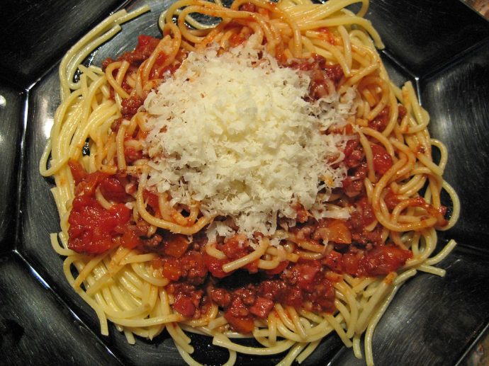 Spaghetti Bolognese with parmiagana
