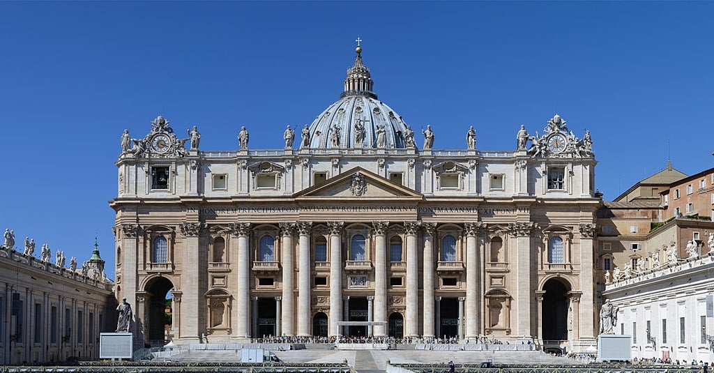 Preparing for Easter at St. Peter's Basilica in Vatican, Rome.
