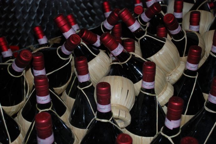 Bottles of Chianti wine