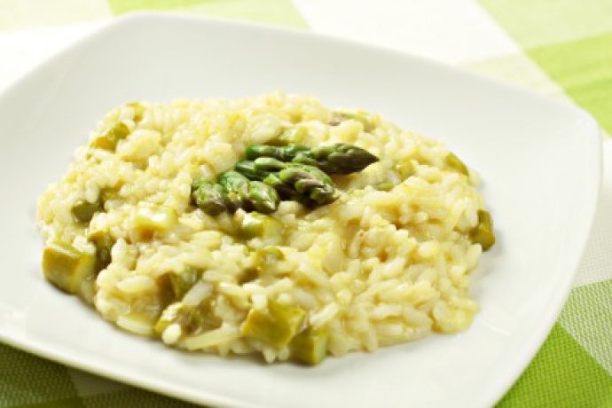 AAsparagus and prawn risotto