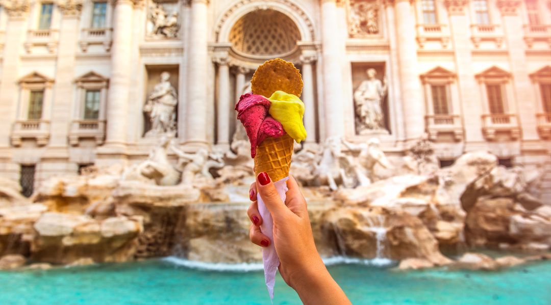 A cone of gelato in Italy