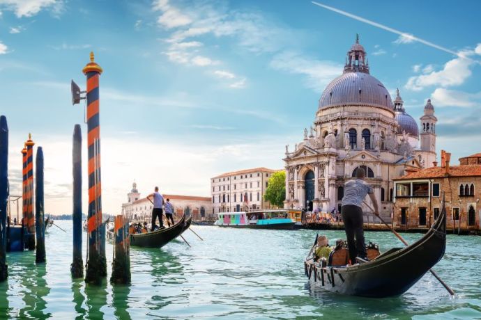 A gondola floating along one of the Venetian canals