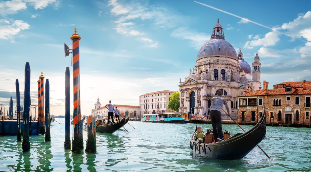 A gondola floating along one of the Venetian canals