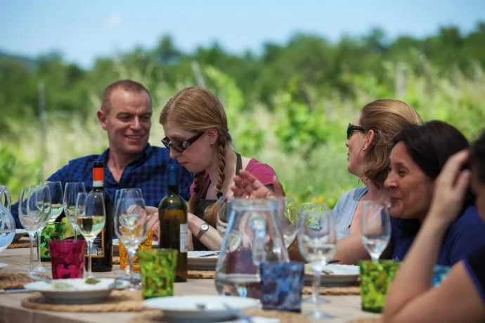 Holiday Guests Having Food and Chatting