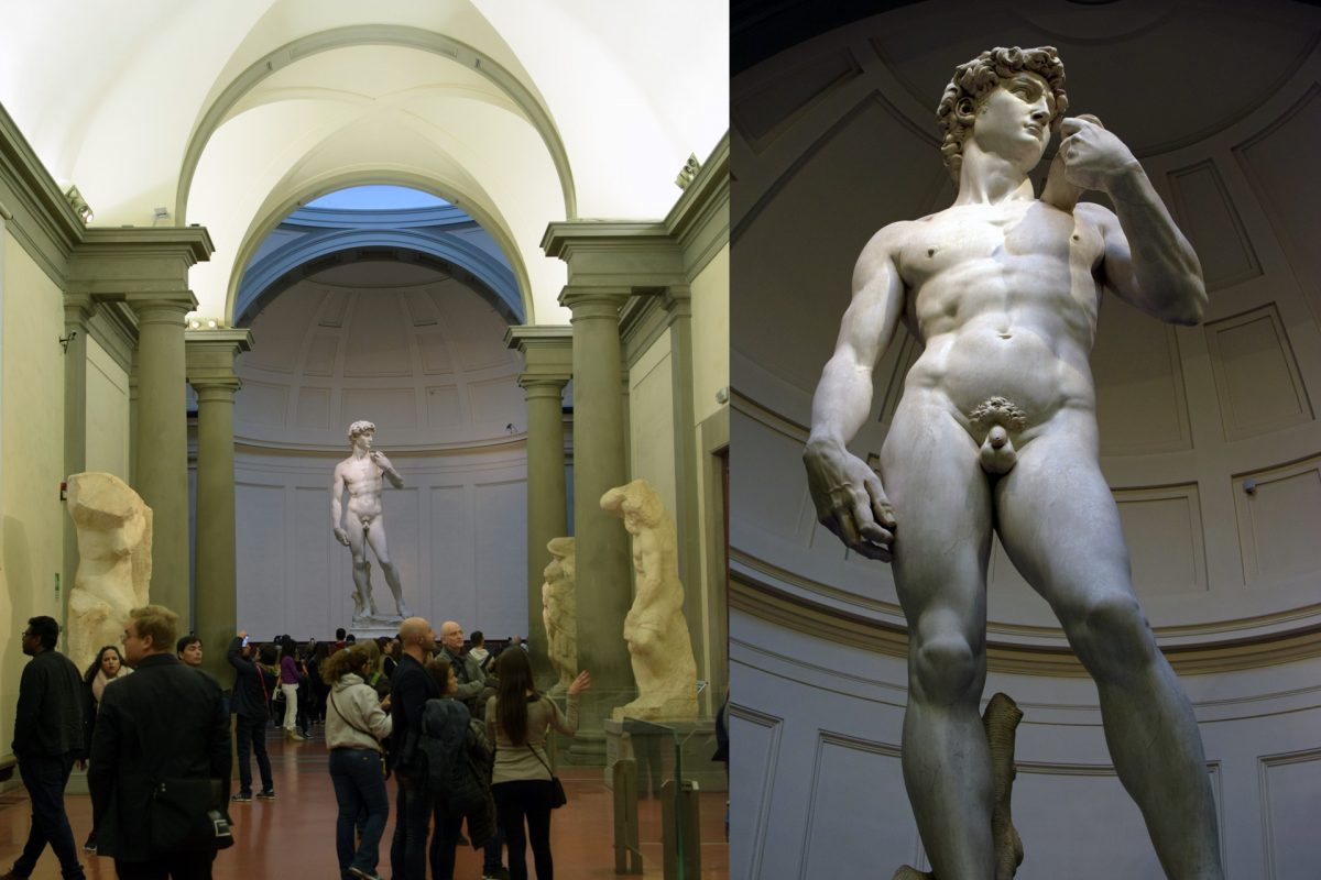 David by Michelangelo at Galleria dell'Accademia in Florence. David by Michelangelo at Galleria dell'Accademia in Florence.