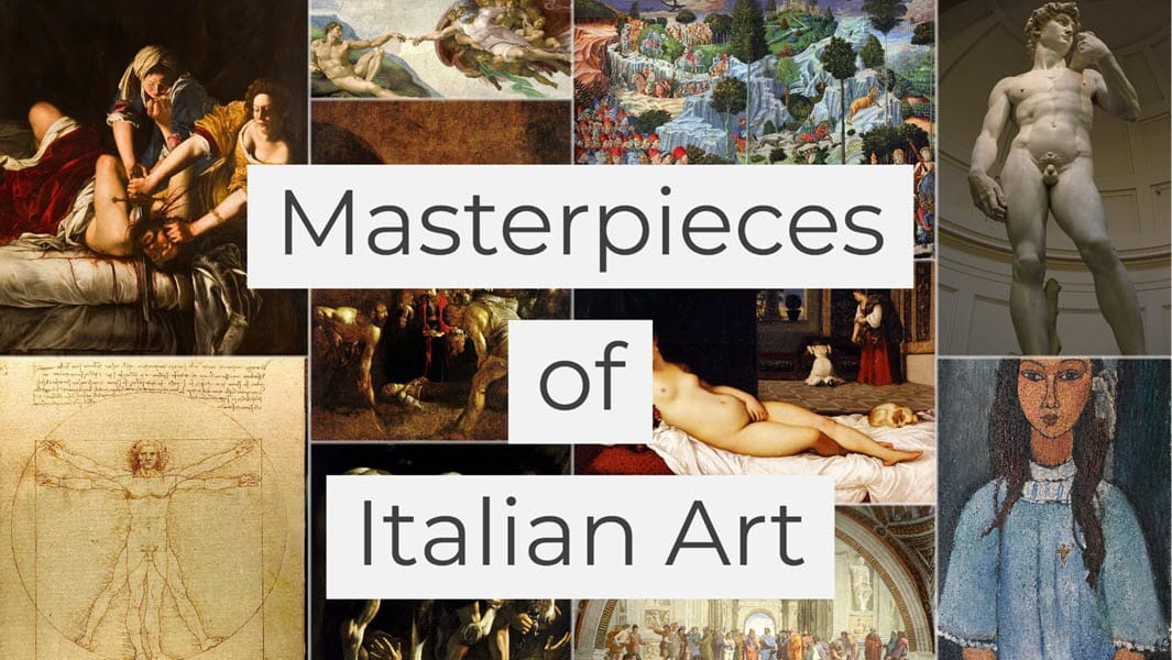 Collage of The Top 10 Masterpieces of Italian Art. Collage of The Top 10 Masterpieces of Italian Art.