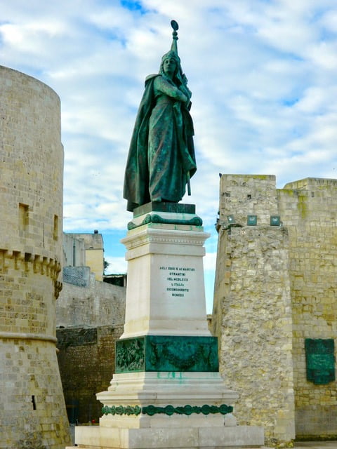 Historic female statue at the gate of Otranto in Puglia