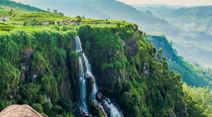Beautiful waterfall in the breathtaking Sri Lanka