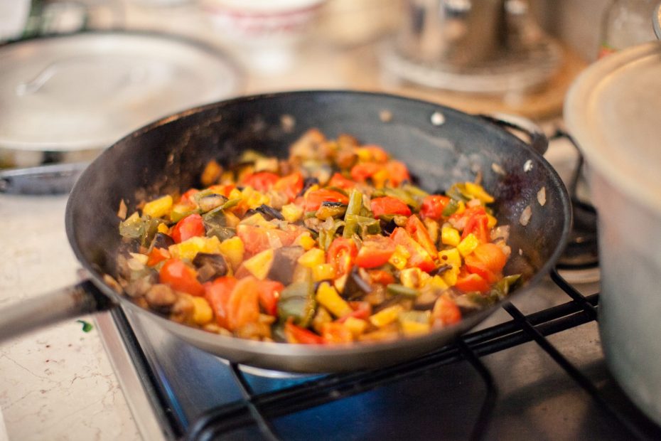 Caponata in a frying pan