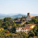 Beautiful view of San Miniato al Monte from Forte Belvedere in Florence, Tuscany, Italy