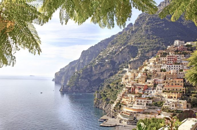 View of the Amalfi Coast and sea