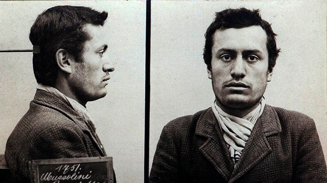 Interesting mugshot of Benito Mussolini as a young man