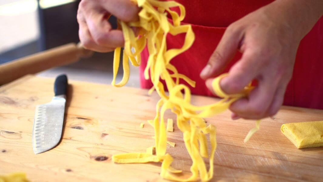 Fresh home made pasta getting prepared