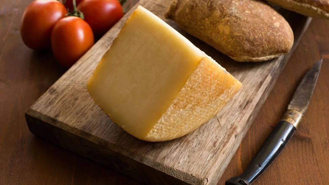 Pecorino cheese on a wooden board