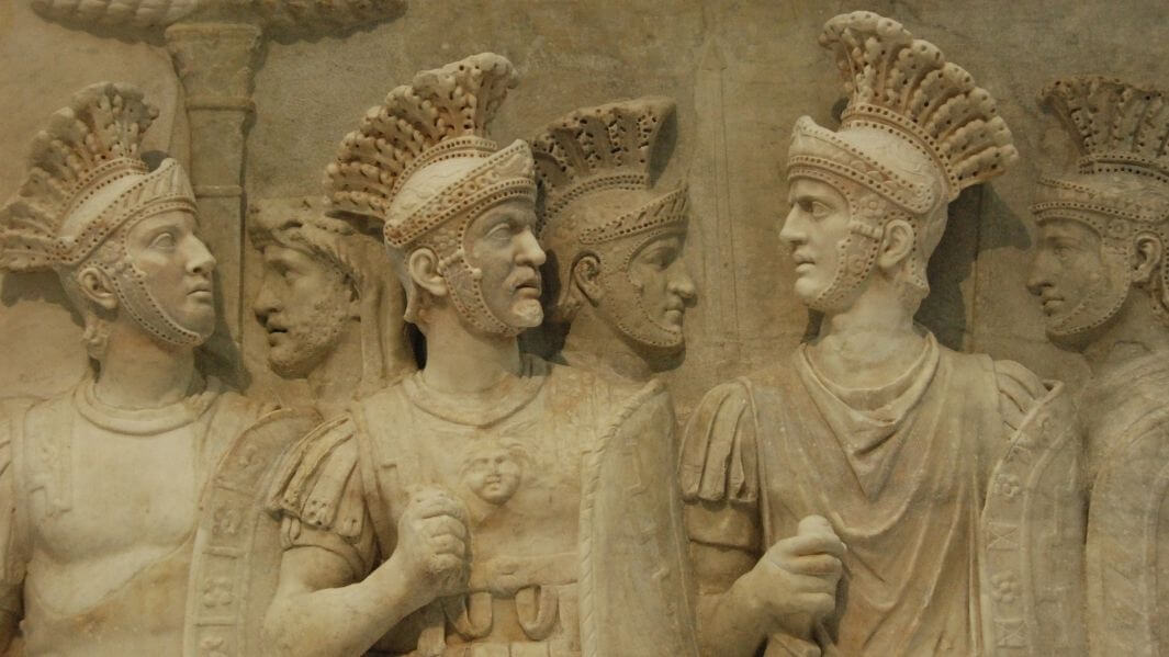 Stone carvings of Roman centurions