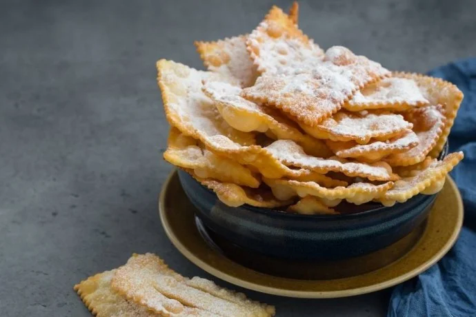 Delicious sweet Italian fritters in a bowl