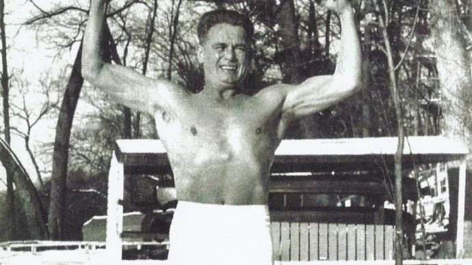 Joseph Pilates showing off his form Joseph Pilates showing off his form