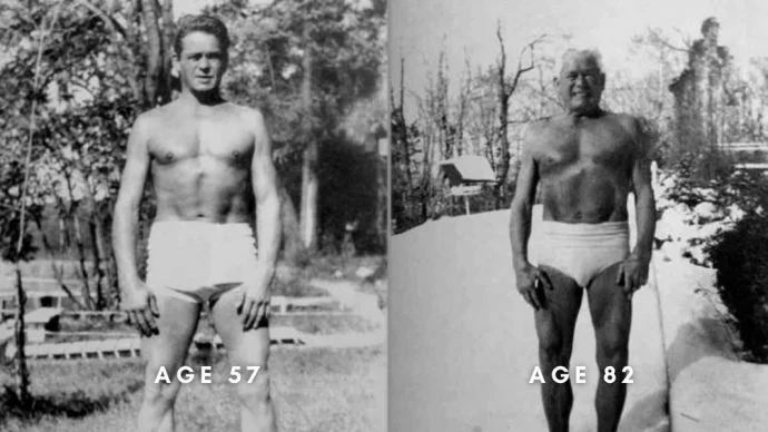 Joseph Pilates amazing physique at age 57 and 82