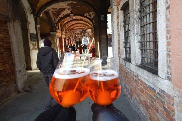 2 glasses of Aperol Spritz in Venice