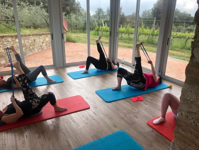 An indorr Pilates class with equipment