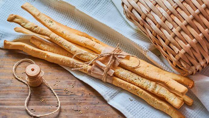 A bunch of savoury bread-sticks