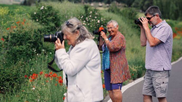 A group of guest capturing images on their photography holiday
