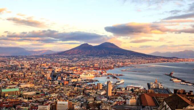 Birds eye view of Naples, Italy